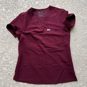 Figs burgundy, size extra small one pocket scrub top